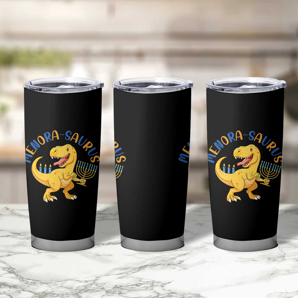 Funny Hanukkah Dinosaur Celebration Festival Of Lights Gift Tumbler Cup Menorasaurus - Wonder Print Shop