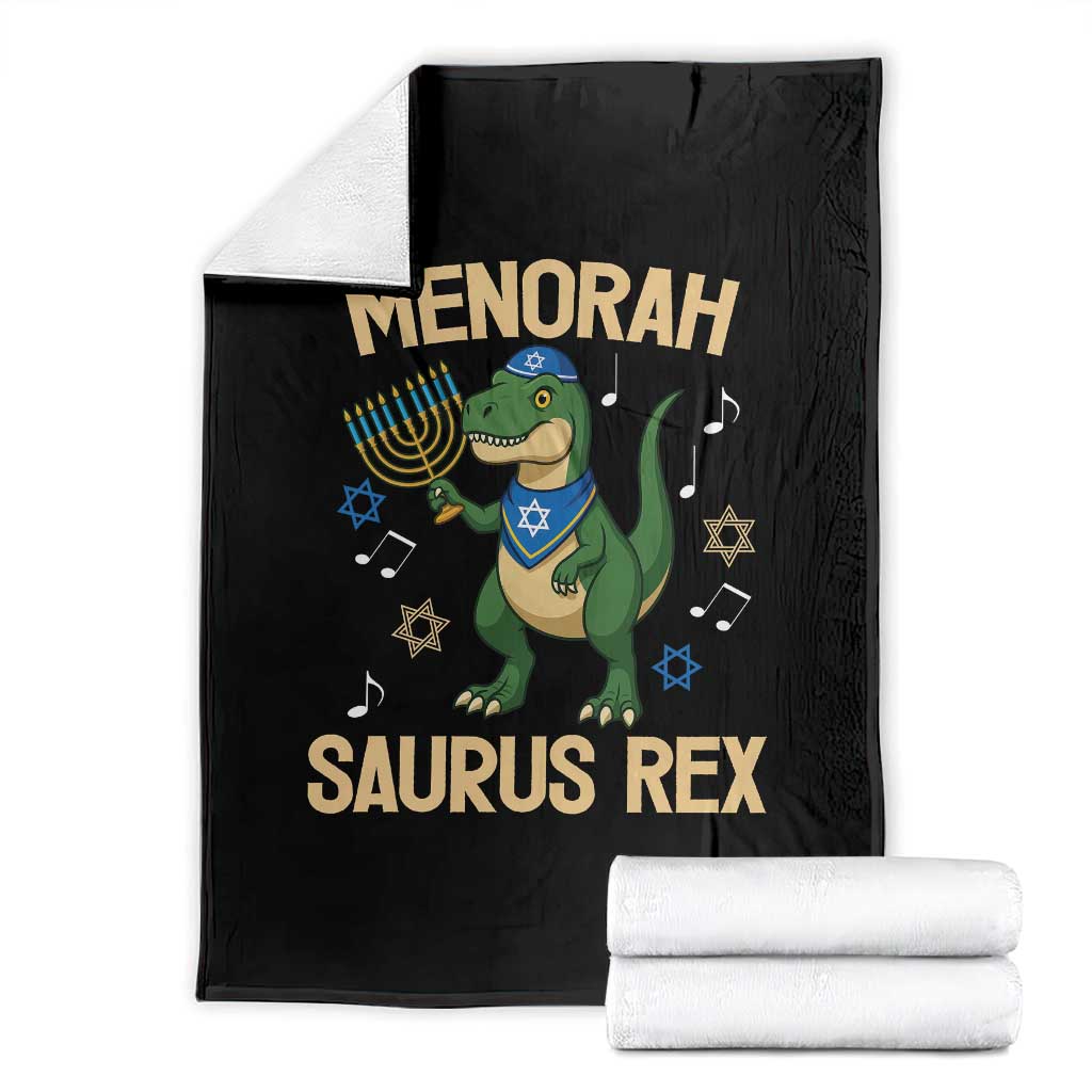 Funny Hanukkah Dinosaur Lover Throw Blanket Menorasaurus Rex Festival Of Lights Gift - Wonder Print Shop