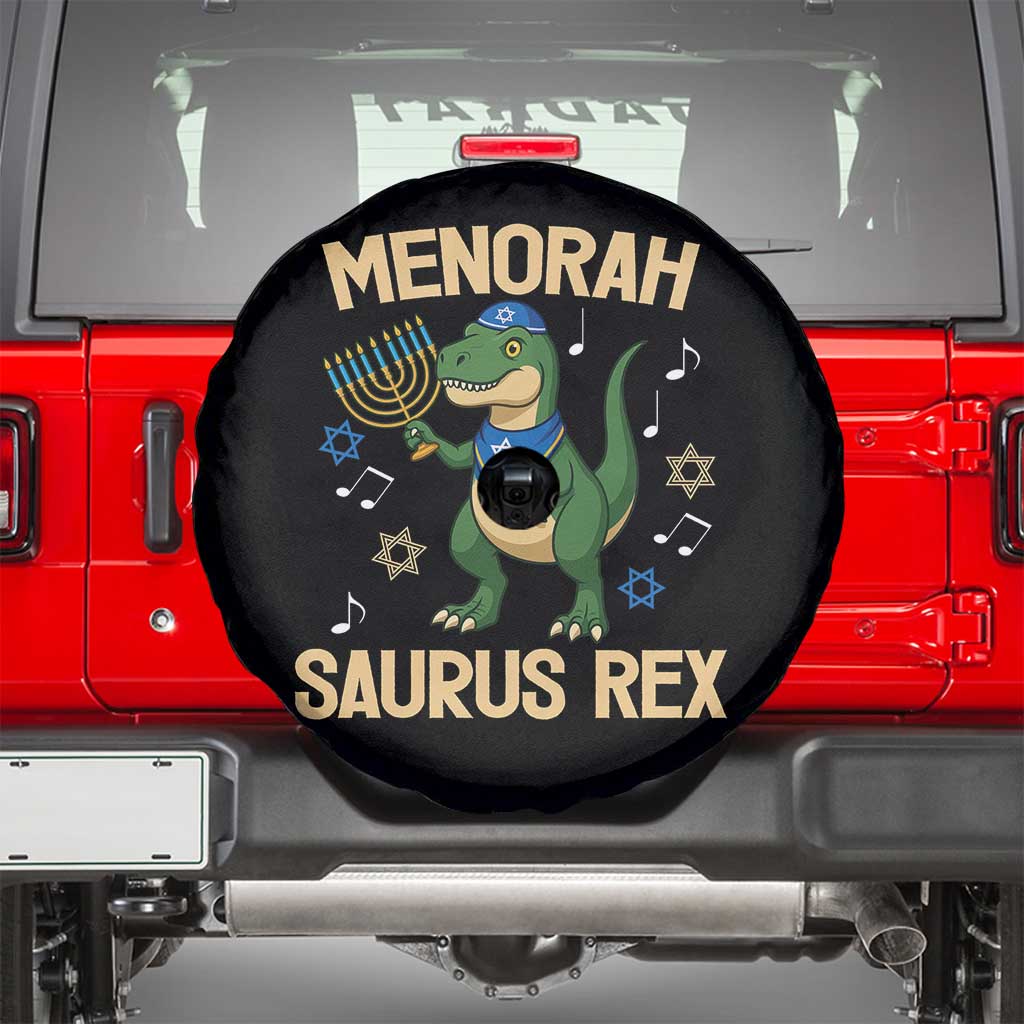 Funny Hanukkah Dinosaur Lover Spare Tire Cover Menorasaurus Rex Festival Of Lights Gift - Wonder Print Shop