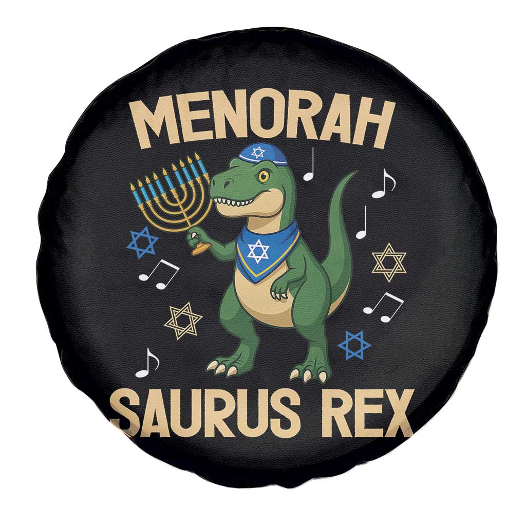 Funny Hanukkah Dinosaur Lover Spare Tire Cover Menorasaurus Rex Festival Of Lights Gift - Wonder Print Shop