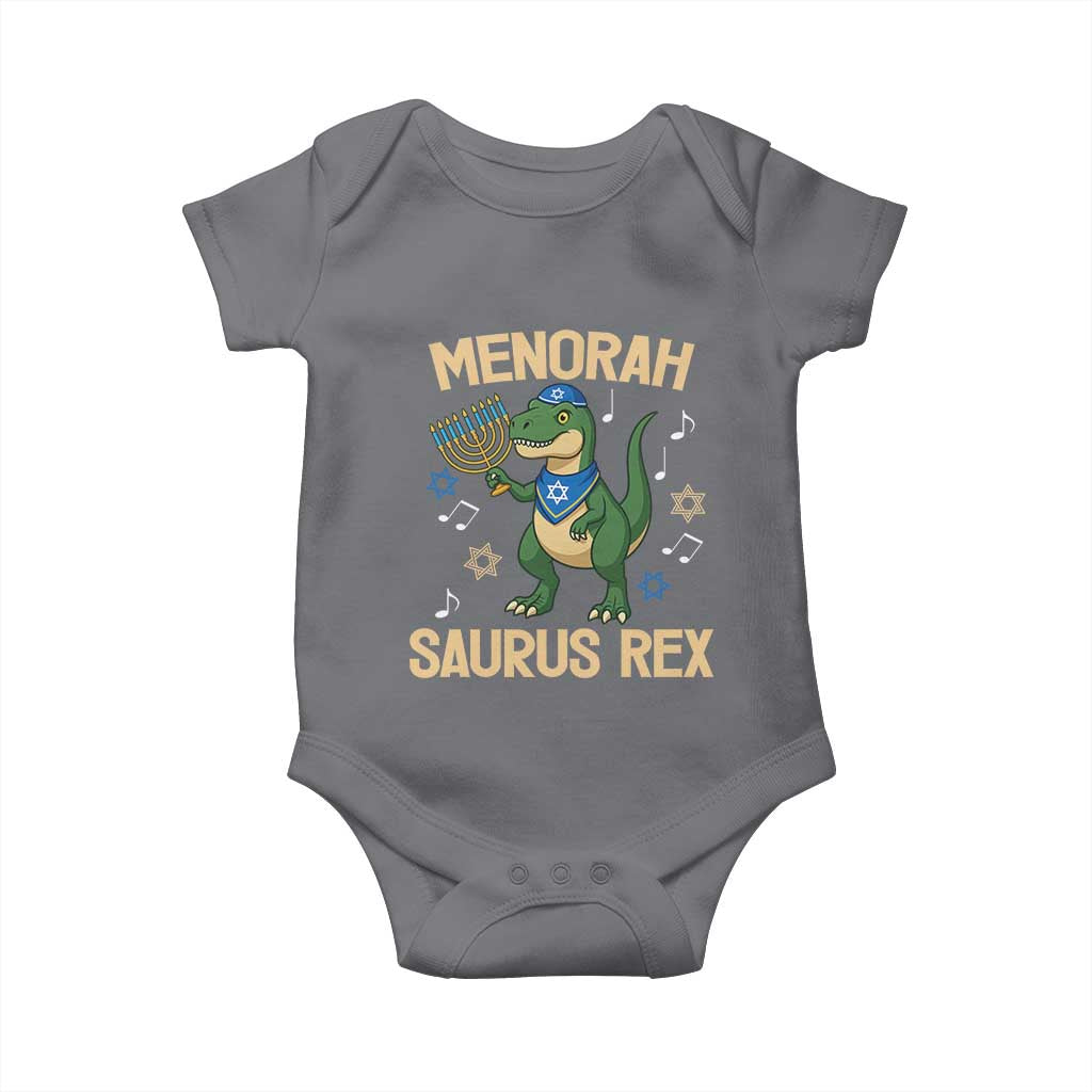 Funny Hanukkah Dinosaur Lover Baby Onesie Menorasaurus Rex Festival Of Lights Gift - Wonder Print Shop