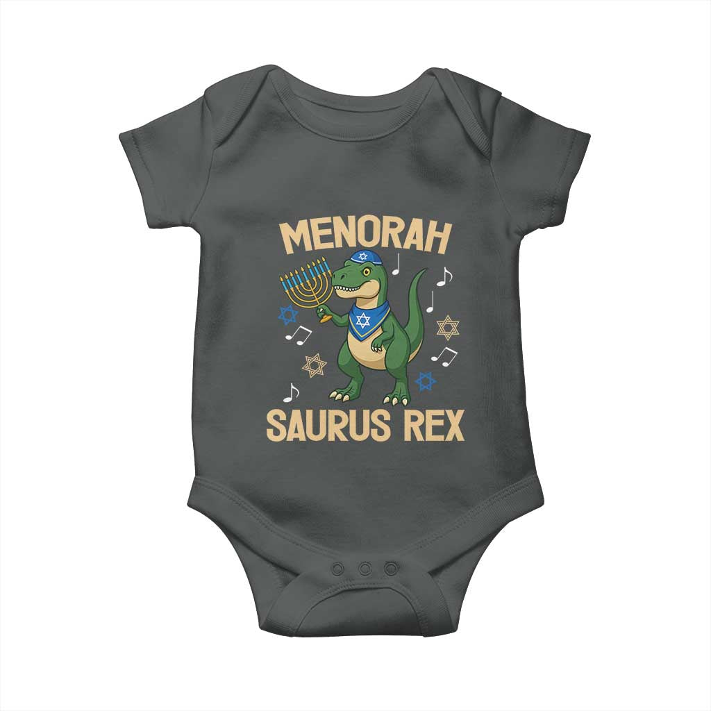 Funny Hanukkah Dinosaur Lover Baby Onesie Menorasaurus Rex Festival Of Lights Gift - Wonder Print Shop
