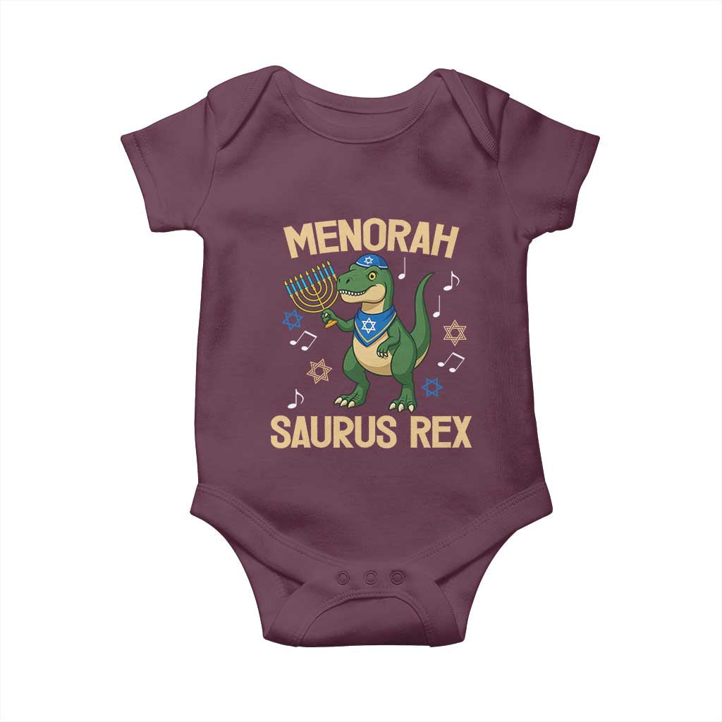 Funny Hanukkah Dinosaur Lover Baby Onesie Menorasaurus Rex Festival Of Lights Gift - Wonder Print Shop