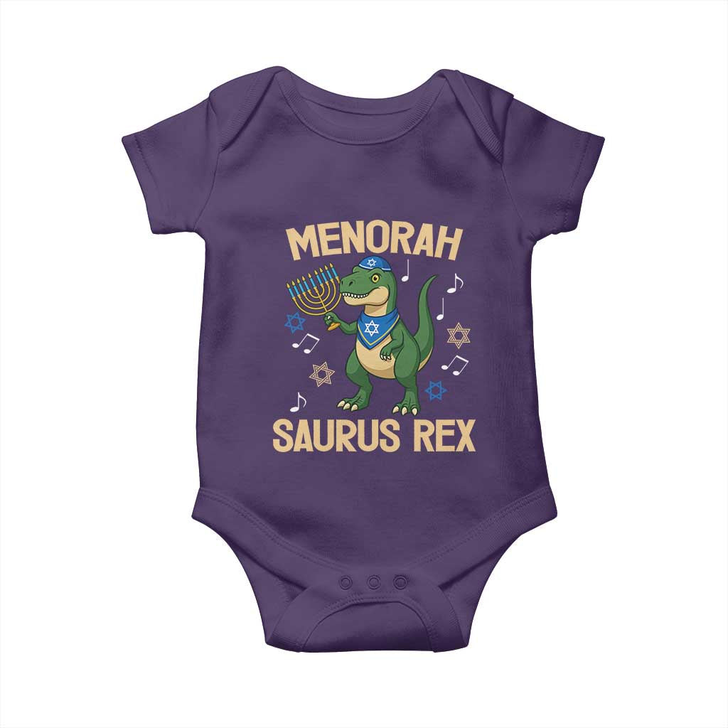 Funny Hanukkah Dinosaur Lover Baby Onesie Menorasaurus Rex Festival Of Lights Gift - Wonder Print Shop