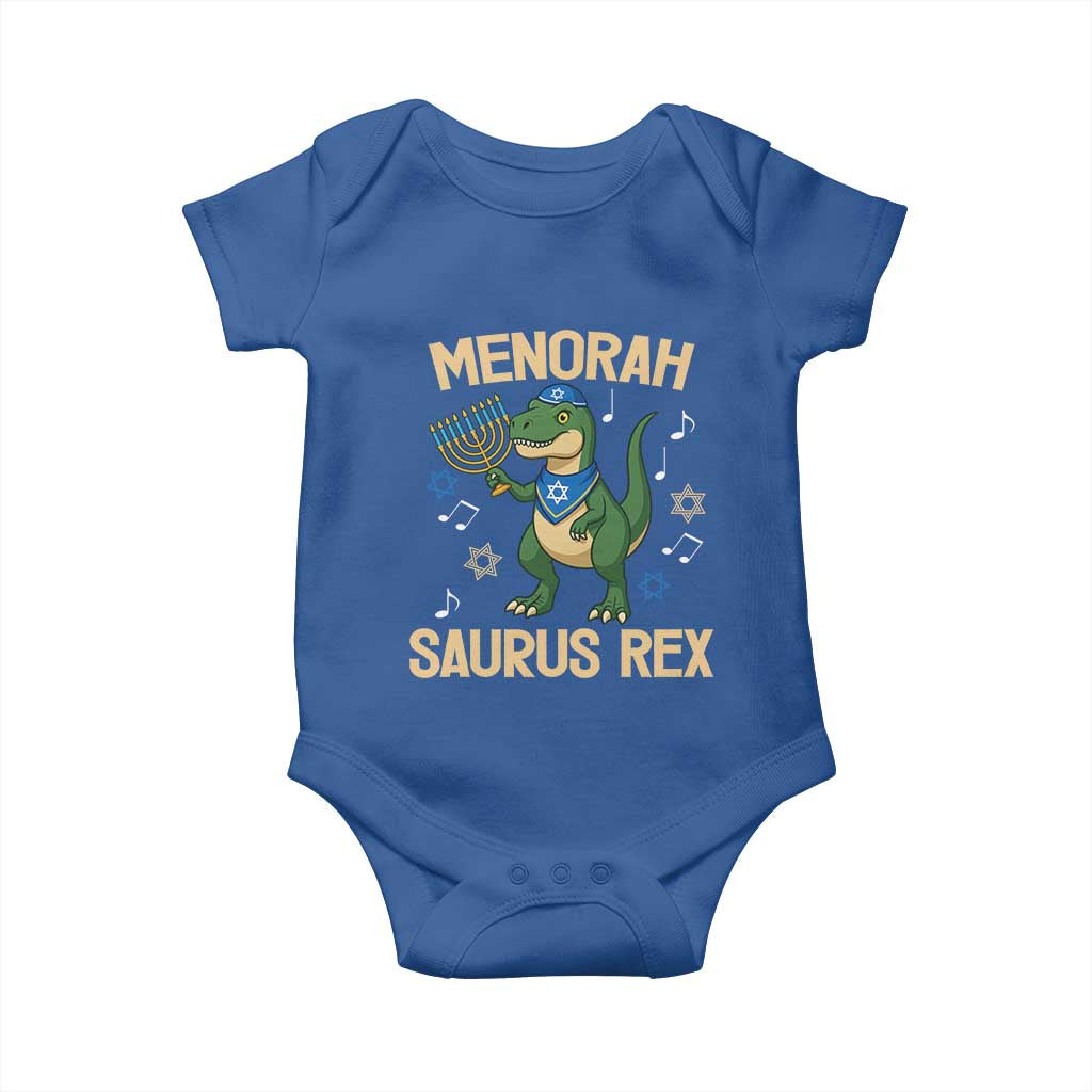 Funny Hanukkah Dinosaur Lover Baby Onesie Menorasaurus Rex Festival Of Lights Gift - Wonder Print Shop
