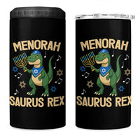 Funny Hanukkah Dinosaur Lover 4 in 1 Can Cooler Tumbler Menorasaurus Rex Festival Of Lights Gift - Wonder Print Shop
