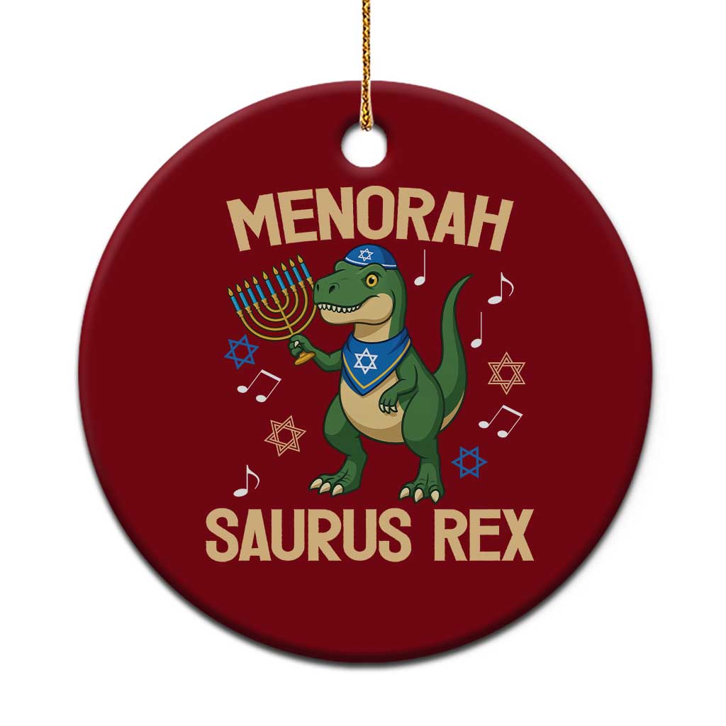 Funny Hanukkah Dinosaur Lover Ceramic Ornament Menorasaurus Rex Festival Of Lights Gift - Wonder Print Shop