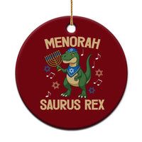 Funny Hanukkah Dinosaur Lover Ceramic Ornament Menorasaurus Rex Festival Of Lights Gift - Wonder Print Shop