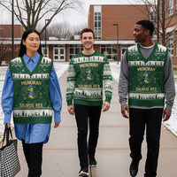 Funny Hanukkah Dinosaur Lover V-Neck Knit Sweater Vest Menorasaurus Rex Festival Of Lights Gift - Wonder Print Shop