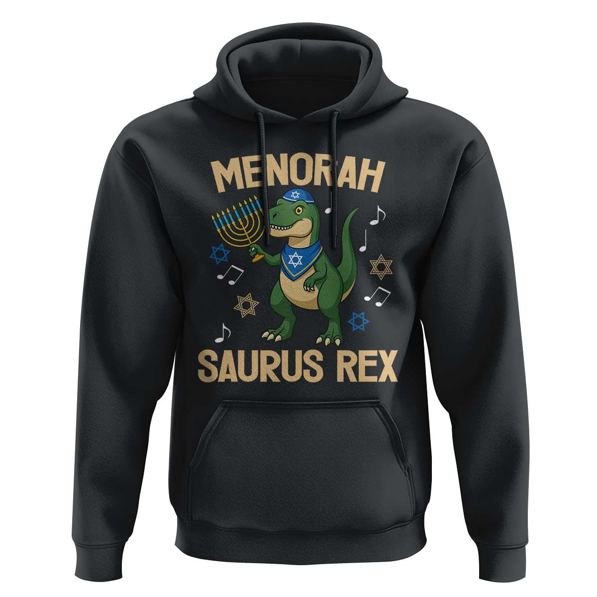 Funny Hanukkah Dinosaur Lover Hoodie Menorasaurus Rex Festival Of Lights Gift - Wonder Print Shop