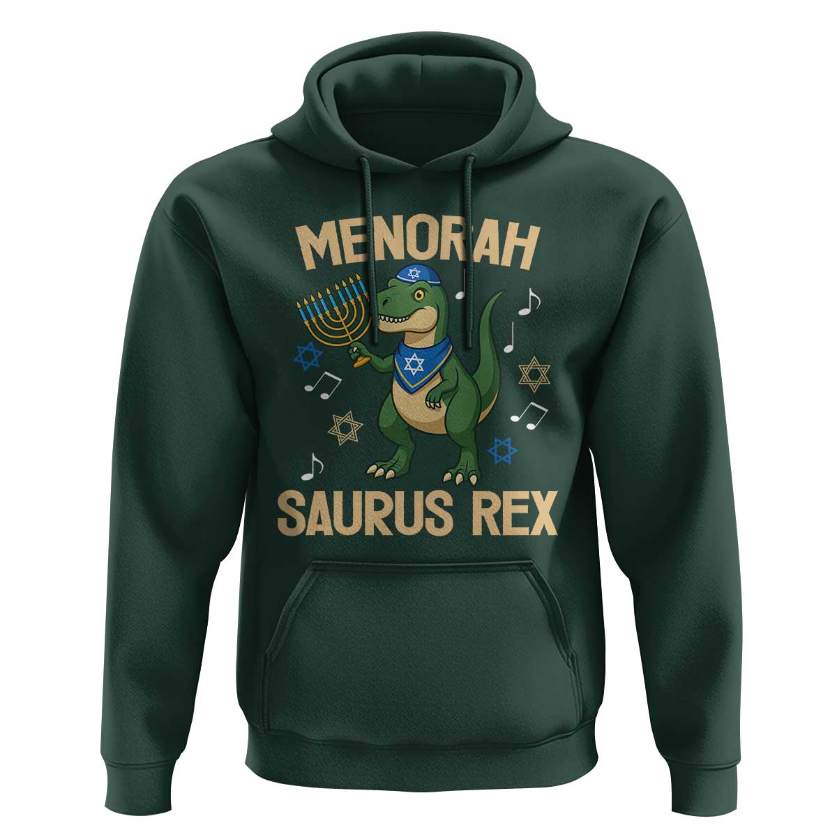 Funny Hanukkah Dinosaur Lover Hoodie Menorasaurus Rex Festival Of Lights Gift - Wonder Print Shop