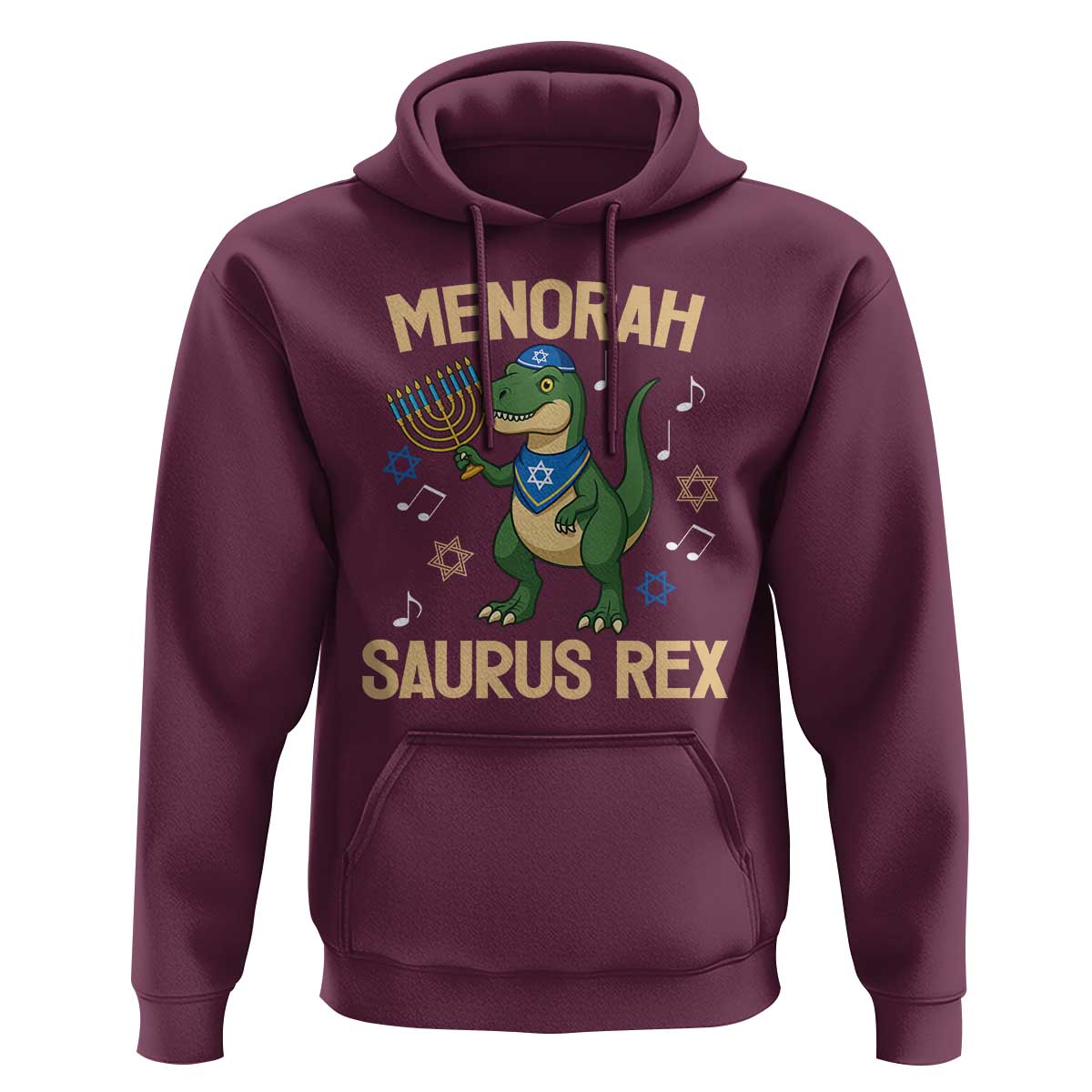 Funny Hanukkah Dinosaur Lover Hoodie Menorasaurus Rex Festival Of Lights Gift - Wonder Print Shop