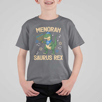 Funny Hanukkah Dinosaur Lover T Shirt For Kid Menorasaurus Rex Festival Of Lights Gift - Wonder Print Shop