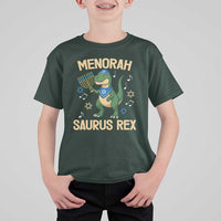 Funny Hanukkah Dinosaur Lover T Shirt For Kid Menorasaurus Rex Festival Of Lights Gift - Wonder Print Shop