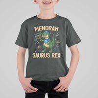 Funny Hanukkah Dinosaur Lover T Shirt For Kid Menorasaurus Rex Festival Of Lights Gift - Wonder Print Shop