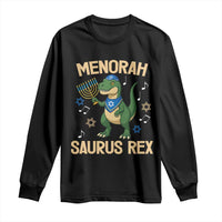 Funny Hanukkah Dinosaur Lover Long Sleeve Shirt Menorasaurus Rex Festival Of Lights Gift - Wonder Print Shop