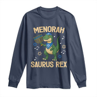 Funny Hanukkah Dinosaur Lover Long Sleeve Shirt Menorasaurus Rex Festival Of Lights Gift - Wonder Print Shop