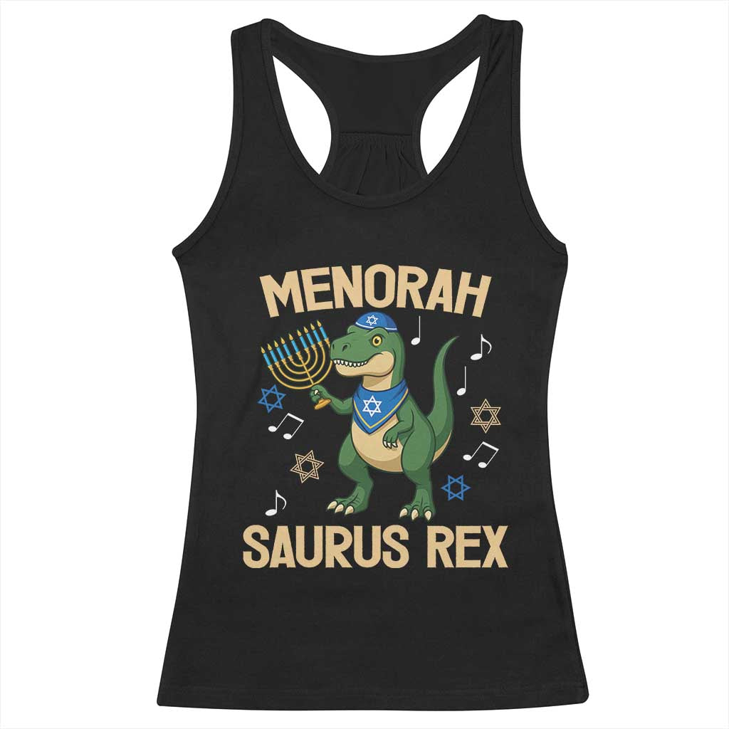 Funny Hanukkah Dinosaur Lover Racerback Tank Top Menorasaurus Rex Festival Of Lights Gift - Wonder Print Shop
