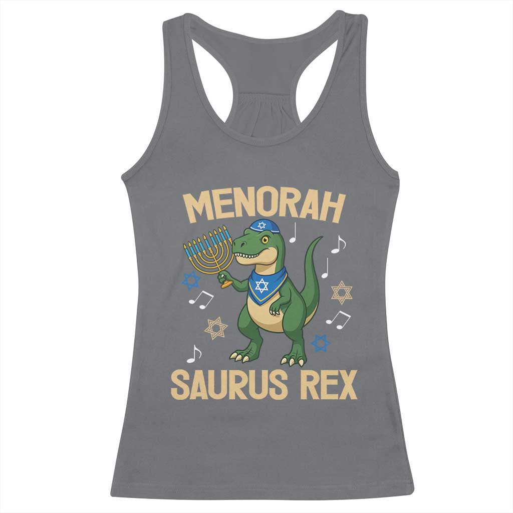 Funny Hanukkah Dinosaur Lover Racerback Tank Top Menorasaurus Rex Festival Of Lights Gift - Wonder Print Shop