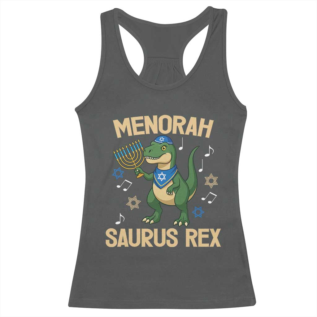 Funny Hanukkah Dinosaur Lover Racerback Tank Top Menorasaurus Rex Festival Of Lights Gift - Wonder Print Shop