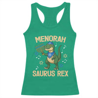 Funny Hanukkah Dinosaur Lover Racerback Tank Top Menorasaurus Rex Festival Of Lights Gift - Wonder Print Shop