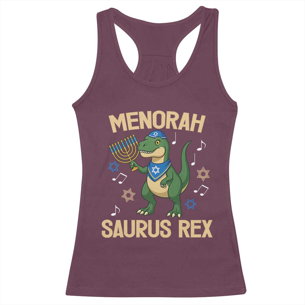 Funny Hanukkah Dinosaur Lover Racerback Tank Top Menorasaurus Rex Festival Of Lights Gift - Wonder Print Shop