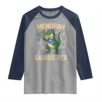 Funny Hanukkah Dinosaur Lover Raglan Shirt Menorasaurus Rex Festival Of Lights Gift - Wonder Print Shop