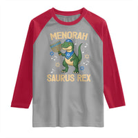 Funny Hanukkah Dinosaur Lover Raglan Shirt Menorasaurus Rex Festival Of Lights Gift - Wonder Print Shop