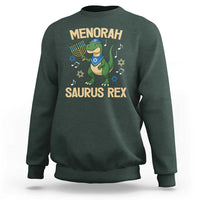 Funny Hanukkah Dinosaur Lover Sweatshirt Menorasaurus Rex Festival Of Lights Gift - Wonder Print Shop