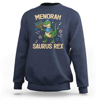 Funny Hanukkah Dinosaur Lover Sweatshirt Menorasaurus Rex Festival Of Lights Gift - Wonder Print Shop