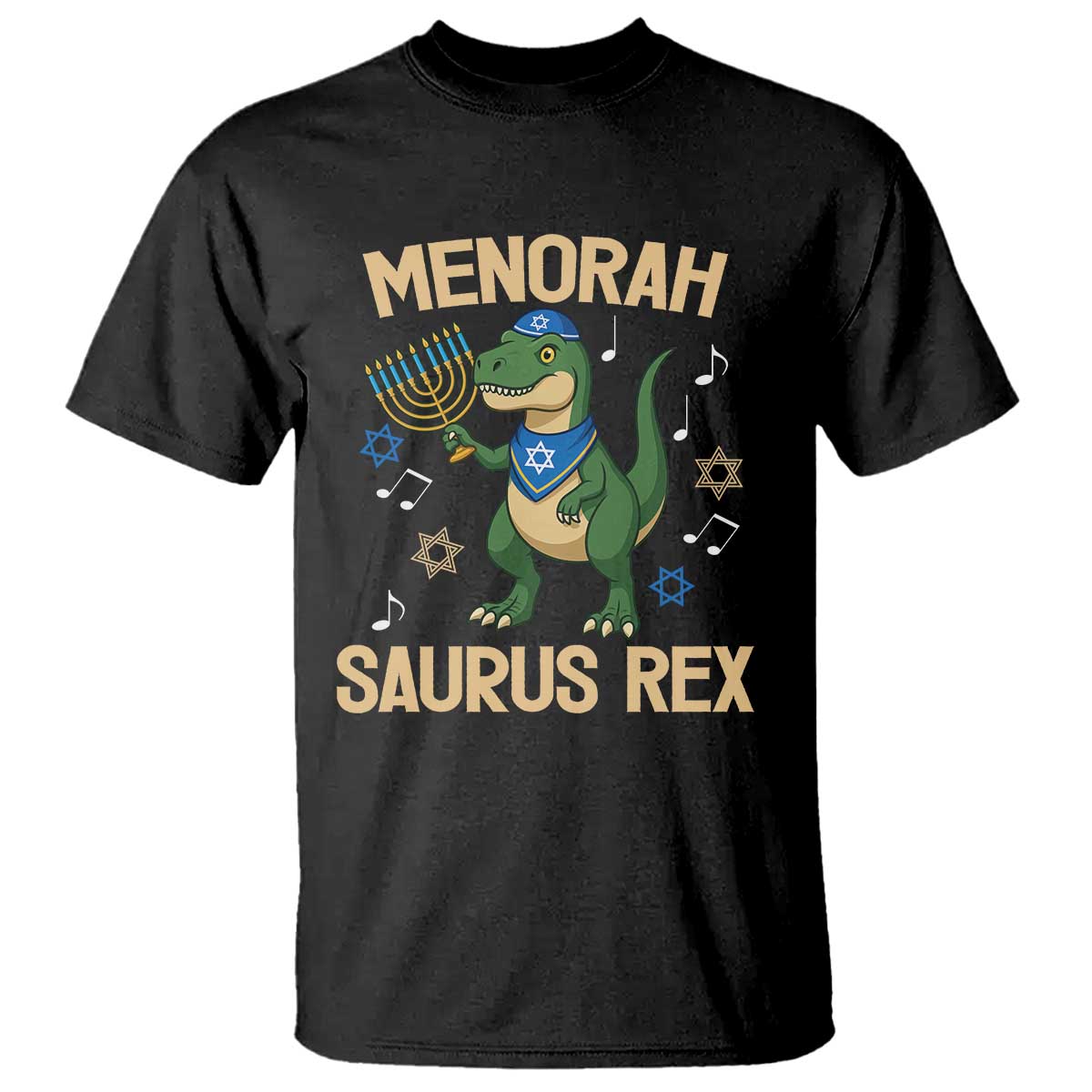 Funny Hanukkah Dinosaur Lover T Shirt Menorasaurus Rex Festival Of Lights Gift - Wonder Print Shop