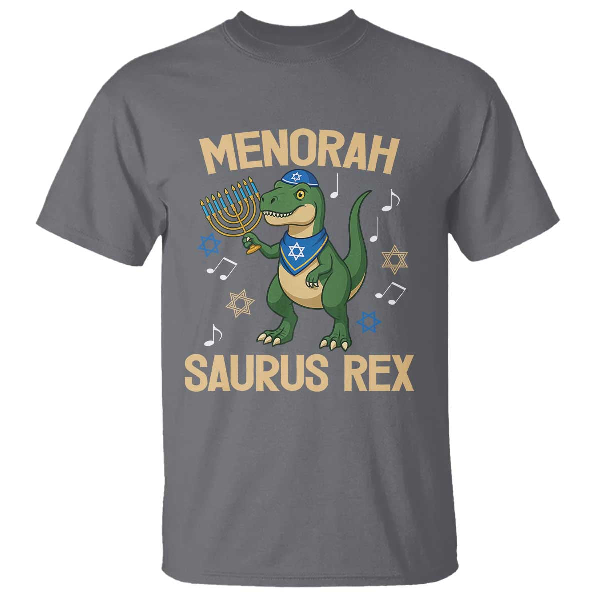 Funny Hanukkah Dinosaur Lover T Shirt Menorasaurus Rex Festival Of Lights Gift - Wonder Print Shop