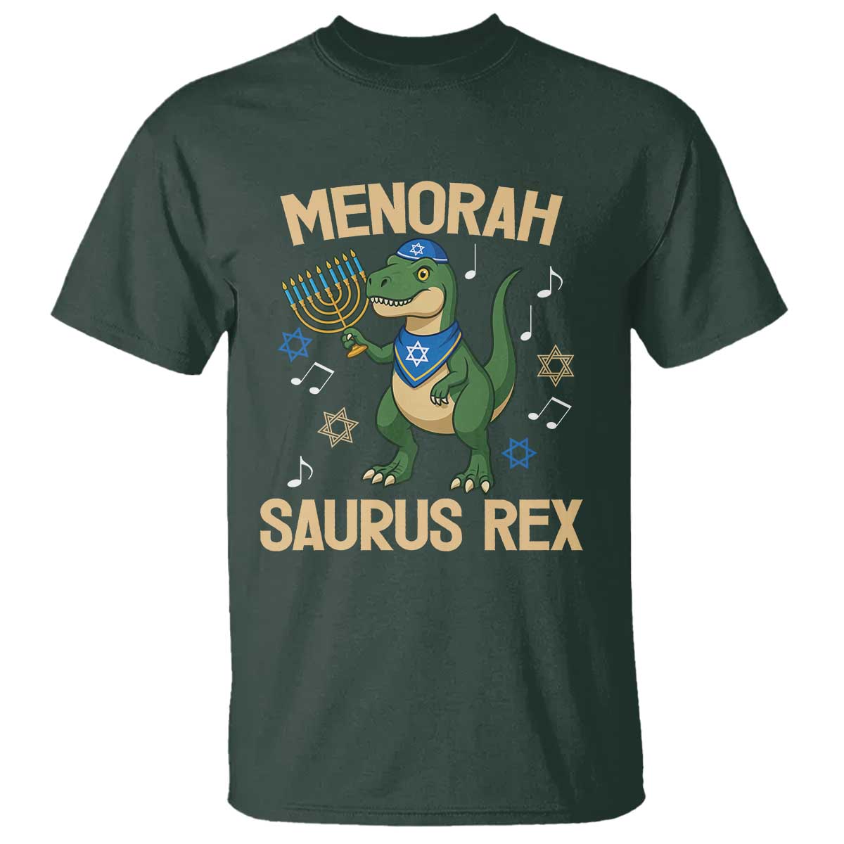 Funny Hanukkah Dinosaur Lover T Shirt Menorasaurus Rex Festival Of Lights Gift - Wonder Print Shop
