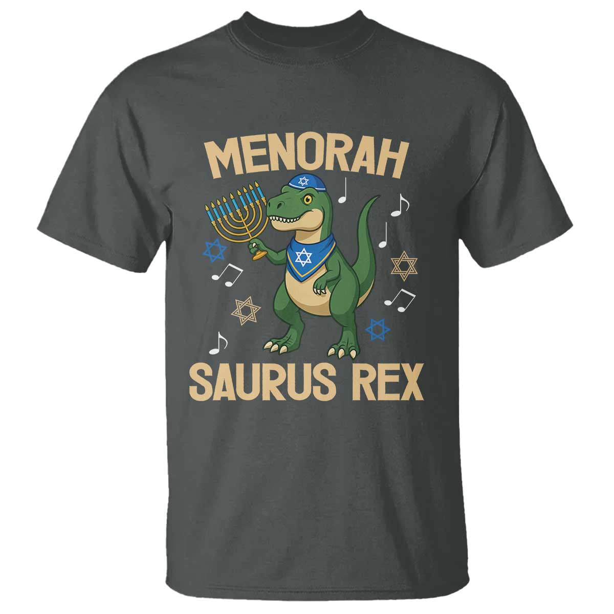 Funny Hanukkah Dinosaur Lover T Shirt Menorasaurus Rex Festival Of Lights Gift - Wonder Print Shop