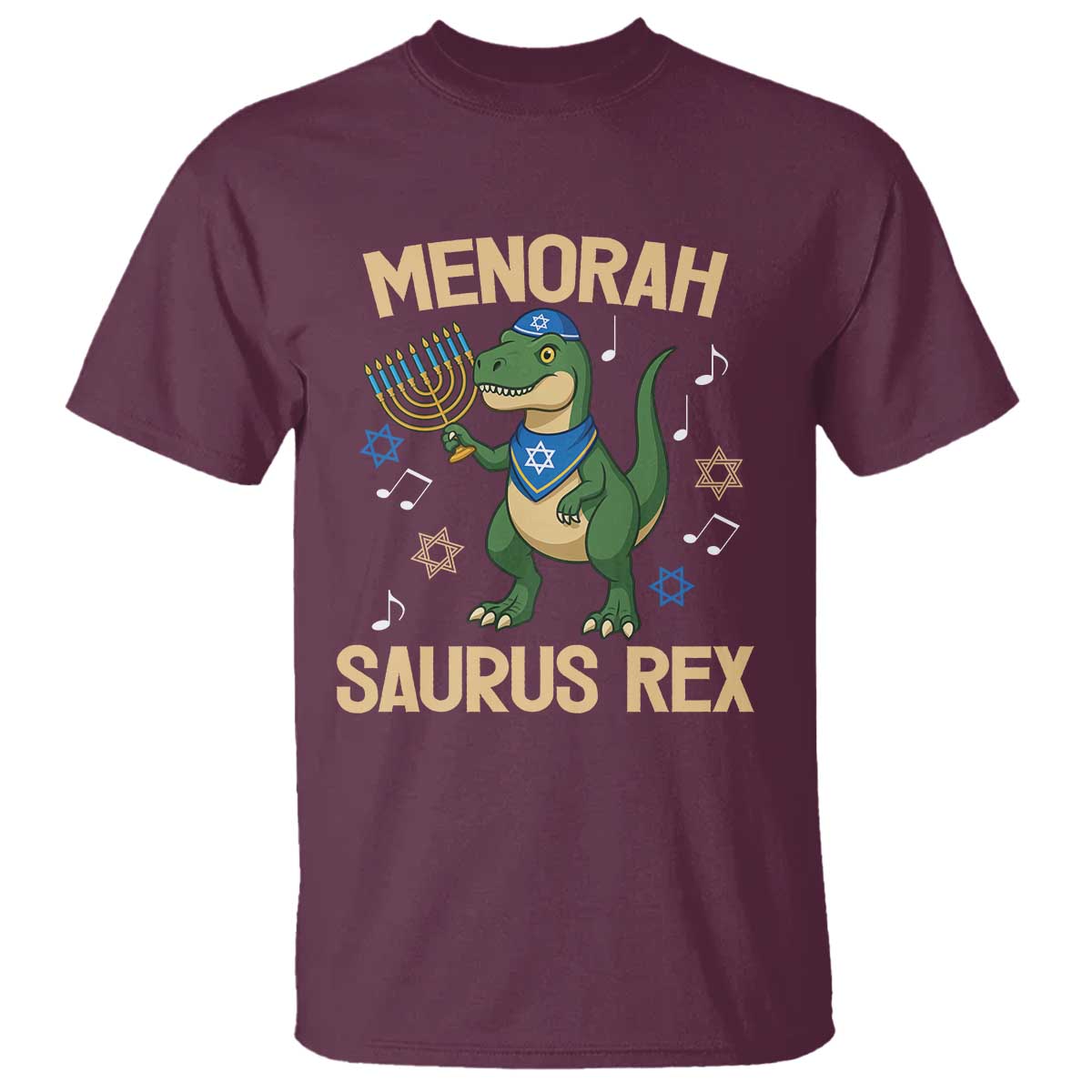 Funny Hanukkah Dinosaur Lover T Shirt Menorasaurus Rex Festival Of Lights Gift - Wonder Print Shop