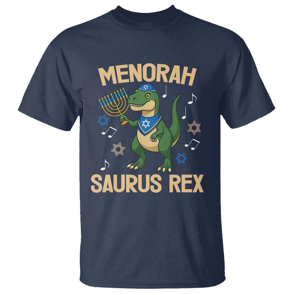 Funny Hanukkah Dinosaur Lover T Shirt Menorasaurus Rex Festival Of Lights Gift - Wonder Print Shop