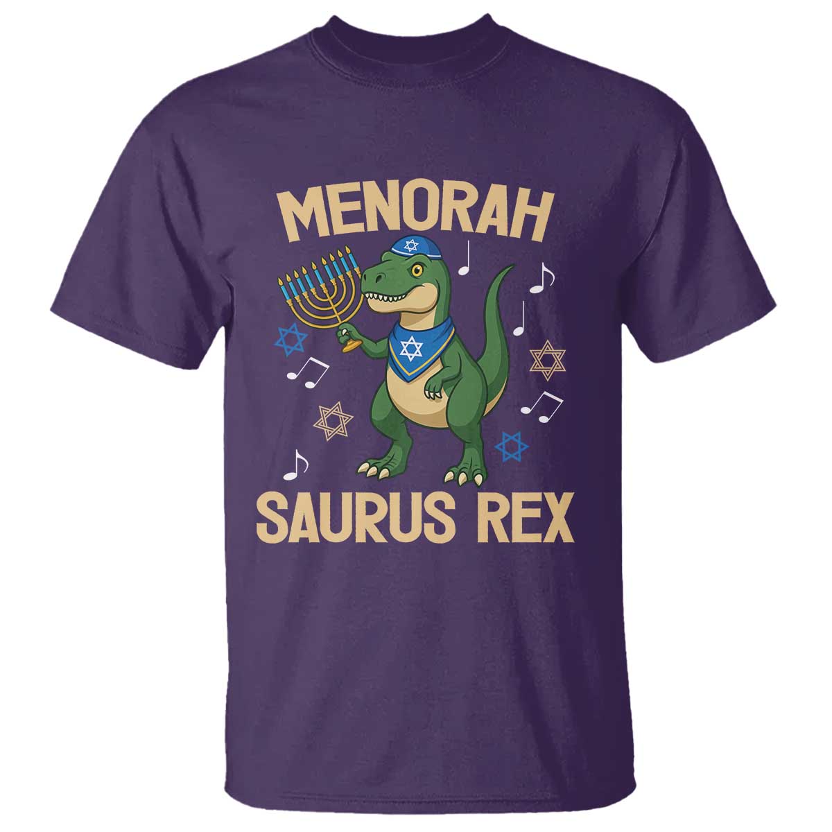 Funny Hanukkah Dinosaur Lover T Shirt Menorasaurus Rex Festival Of Lights Gift - Wonder Print Shop