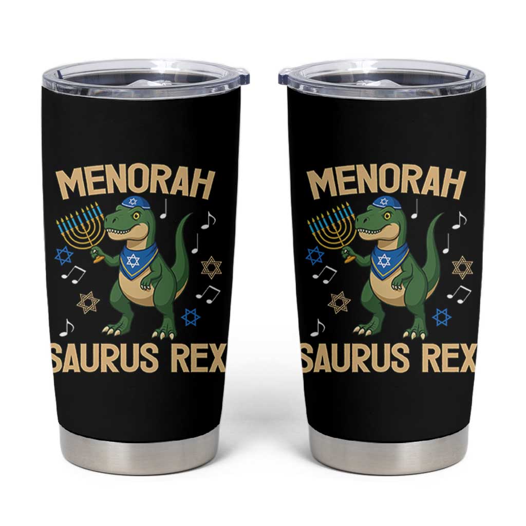 Funny Hanukkah Dinosaur Lover Tumbler Cup Menorasaurus Rex Festival Of Lights Gift - Wonder Print Shop