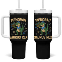 Funny Hanukkah Dinosaur Lover Tumbler With Handle Menorasaurus Rex Festival Of Lights Gift - Wonder Print Shop