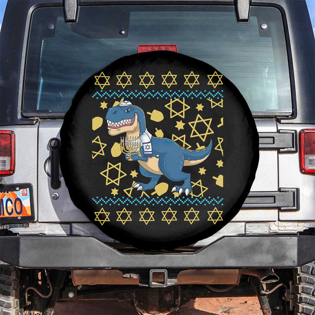Funny Hanukkah Dinosaur Lover Ugly Sweater Spare Tire Cover Festival Of Lights Gift - Wonder Print Shop
