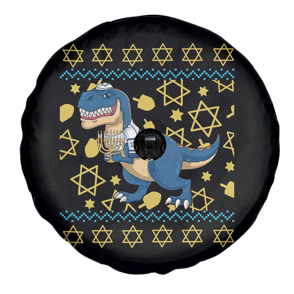 Funny Hanukkah Dinosaur Lover Ugly Sweater Spare Tire Cover Festival Of Lights Gift - Wonder Print Shop