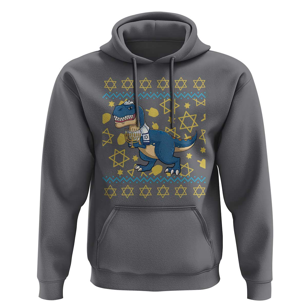 Funny Hanukkah Dinosaur Lover Ugly Sweater Hoodie Festival Of Lights Gift - Wonder Print Shop