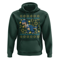 Funny Hanukkah Dinosaur Lover Ugly Sweater Hoodie Festival Of Lights Gift - Wonder Print Shop