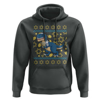 Funny Hanukkah Dinosaur Lover Ugly Sweater Hoodie Festival Of Lights Gift - Wonder Print Shop