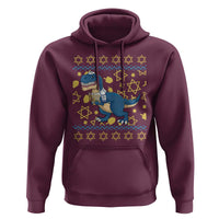 Funny Hanukkah Dinosaur Lover Ugly Sweater Hoodie Festival Of Lights Gift - Wonder Print Shop