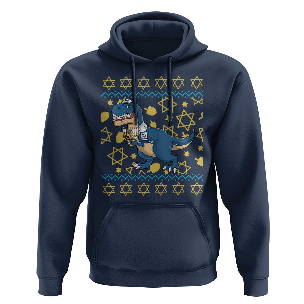 Funny Hanukkah Dinosaur Lover Ugly Sweater Hoodie Festival Of Lights Gift - Wonder Print Shop