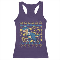 Funny Hanukkah Dinosaur Lover Ugly Sweater Racerback Tank Top Festival Of Lights Gift - Wonder Print Shop