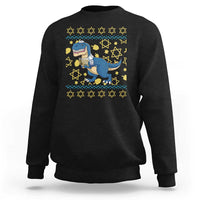 Funny Hanukkah Dinosaur Lover Ugly Sweater Sweatshirt Festival Of Lights Gift - Wonder Print Shop
