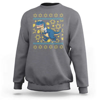 Funny Hanukkah Dinosaur Lover Ugly Sweater Sweatshirt Festival Of Lights Gift - Wonder Print Shop
