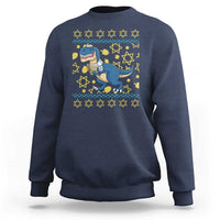 Funny Hanukkah Dinosaur Lover Ugly Sweater Sweatshirt Festival Of Lights Gift - Wonder Print Shop